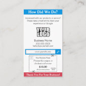 Carte de visite Google Review avec coupon coupon c (Dos)