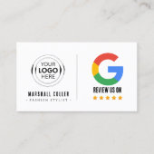Carte de visite Google Review avec lien QR Code (Devant)