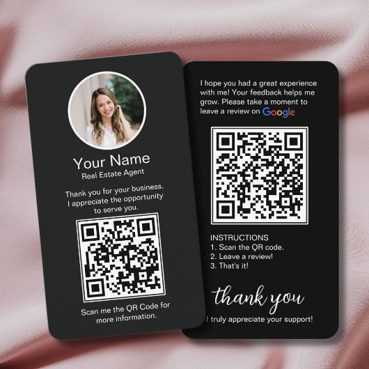 Carte de visite Google Review avec photo et code Q