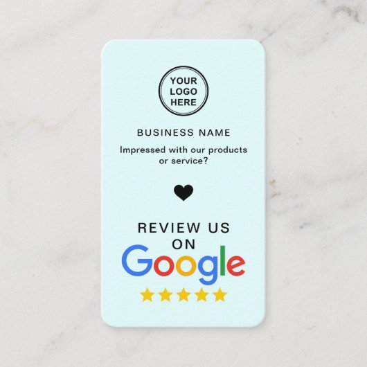 Carte De Visite Google Review Avec QR Code Soft Blue (Devant)