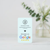 Carte De Visite Google Review Avec QR Code Soft Blue (Debout devant)