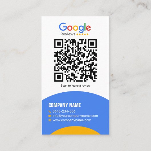 Carte De Visite Google Review Card Pour toute entreprise (Dos)