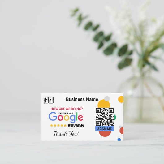 Carte De Visite Google Review moderne W/ QR Code Modèle (Debout devant)
