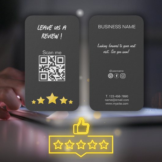 Carte De Visite Google Review My Business manuscrit Qr Code