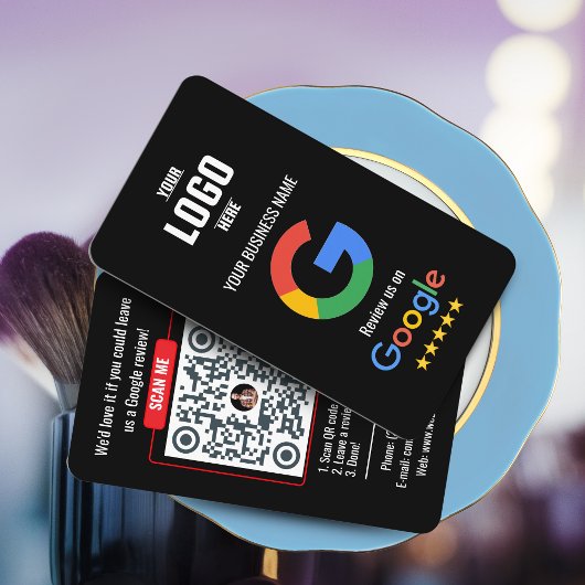 Carte De Visite Google Review QR Code Business Card - Black