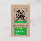 Carte De Visite Google Review QR Code Lien Kraft Rustique (Dos)