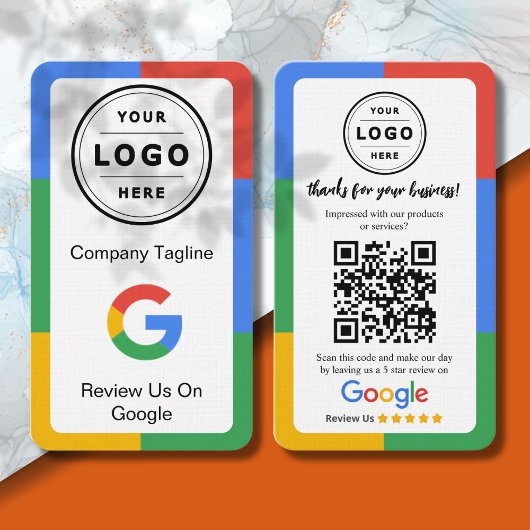 Carte De Visite Google Review Request Card  with Logo and QR Code