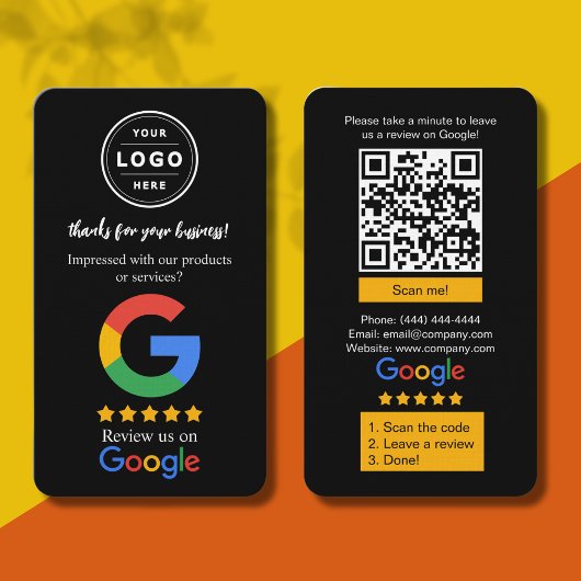 Carte De Visite Google Review Request Card  with Logo and QR Code