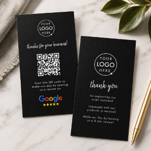 Carte De Visite Google Review us Black Business Thank You QR Code