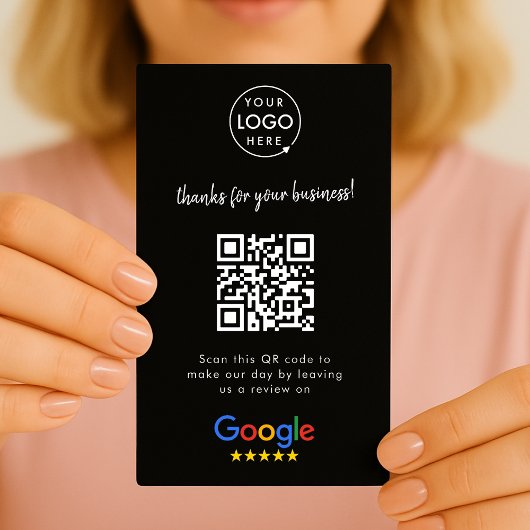 Carte De Visite Google Review us Black Business Thank You QR Code