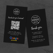 Carte De Visite Google Review us Black Business Thank You QR Code