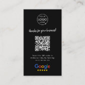 Carte De Visite Google Review us Black Business Thank You QR Code (Devant)