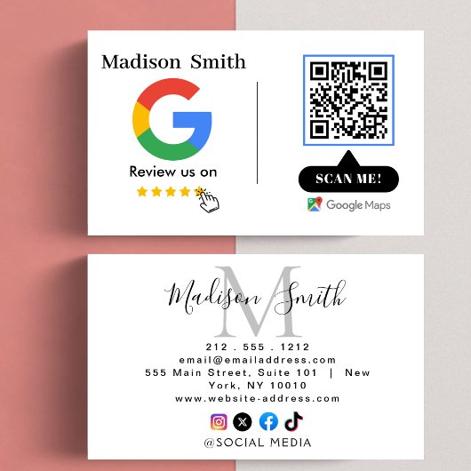 Carte De Visite Google Review With QR Code Link Business Card