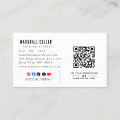 Carte De Visite Google Review With QR Code Link Business Card (Dos)