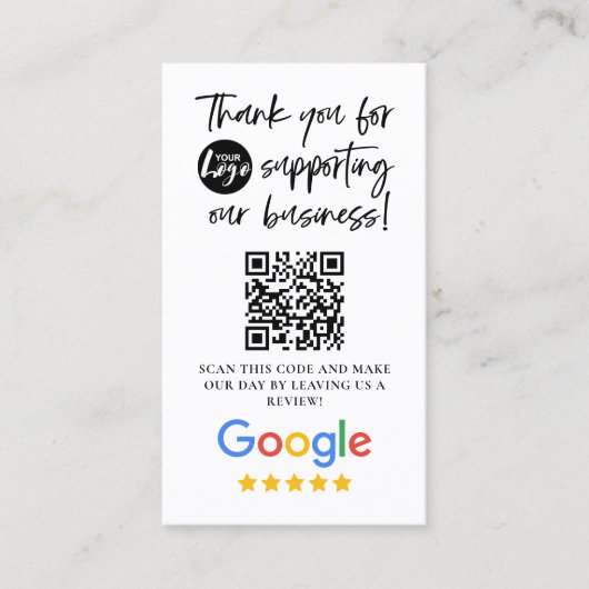 Carte De Visite Google Reviews Merci Logo Code QR (Devant)