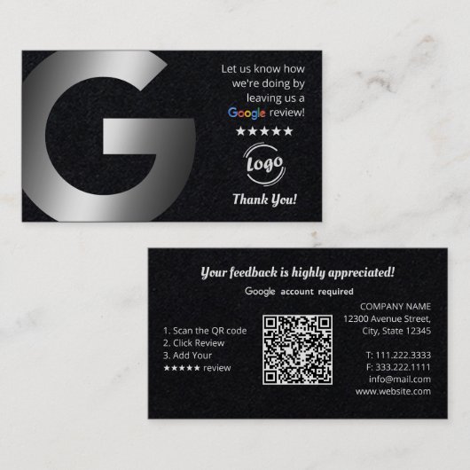 Carte De Visite Google Reviews Premium QR (Devant / Derrière)