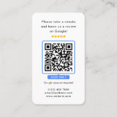 Carte De Visite Google Reviews QR Code Business Review Us (Dos)