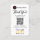 Carte De Visite Google Reviews With Thank You And QR Code (Devant)