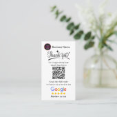 Carte De Visite Google Reviews With Thank You And QR Code Business (Debout devant)