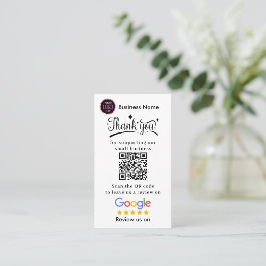Carte De Visite Google Reviews With Thank You And QR Code Business (Debout devant)