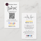 Carte De Visite Google Reviews With Thank You And QR Code Business (Devant / Derrière)