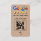 Carte De Visite Google Revoir QR Code Kraft Rustic Tap pour révise (Dos)