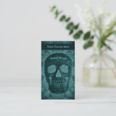 Carte De Visite Goth Dark Turquoise Skull Tattoo Shop (Debout devant)