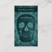 Carte De Visite Goth Dark Turquoise Skull Tattoo Shop (Devant)