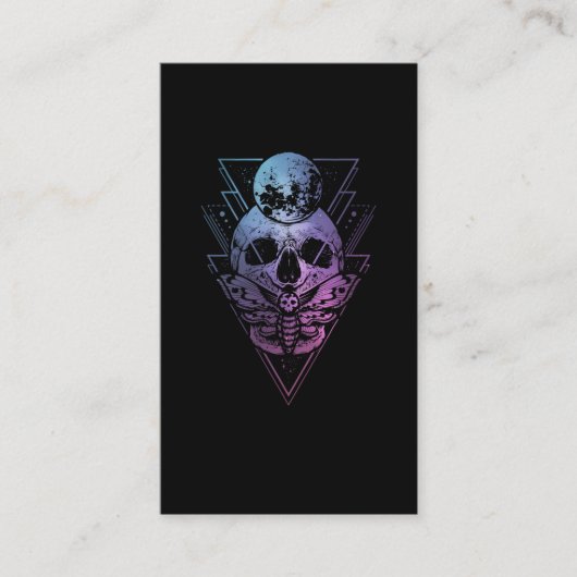 Carte De Visite Goth Moon Crâne gothique Wicca Croissant Mois luna (Devant)