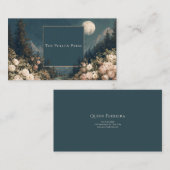 Carte De Visite Gothic Fairytale Celestial Full Moon Rose Scenery (Devant / Derrière)