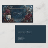 Carte De Visite Gothic Fairytale Midnight Rose Crescent Moon (Devant / Derrière)