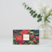 Carte De Visite Gothic Fairytale Ruby Red Peony Floral (Debout devant)