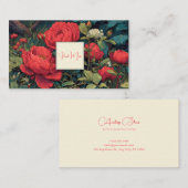 Carte De Visite Gothic Fairytale Ruby Red Peony Floral (Devant / Derrière)