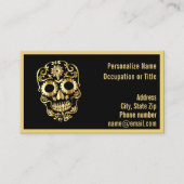 Carte De Visite Gothic Gold Skeleton Skull on Black (Devant)