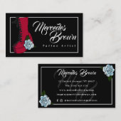 Carte De Visite Gothic Punk Boot Rose Black Tattoo Artist (Devant / Derrière)