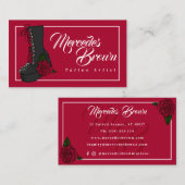 Carte De Visite Gothic Punk Boot Rose Red Tattoo Artist (Devant / Derrière)