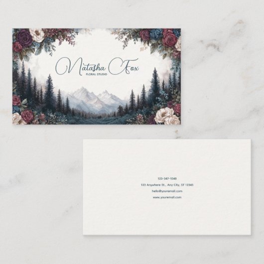 Carte De Visite Gothic Rose Frame Moody Mountain Forest (Devant / Derrière)