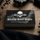 Carte De Visite Gothic Skull Tattoo Artist Studio Photo QR Code 