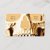 Carte De Visite Gothique Crâne Face Blanc Tatouage Or Boutique (Devant)