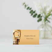 Carte De Visite Gothique Crâne Face or blanc tatouage Shop (Debout devant)