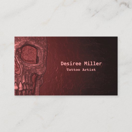 Carte De Visite Gothique Crâne fille rouge tatouage rose (Devant)