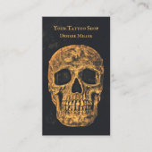 Carte De Visite Gothique Crâne Jaune Or Grunge Noir Texture (Devant)