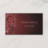 Carte De Visite Gothique Crâne métal rouge Tatouage rose (Devant)