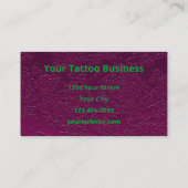 Carte De Visite Gothique Crâne rose néon vert artiste de tatouage  (Dos)
