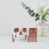 Carte De Visite Gothique Crâne Rose or blanc moderne élégant flora (Debout devant)