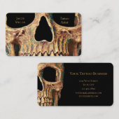 Carte De Visite Gothique Humain Crâne Visage Vert Brown Tatouage S (Devant / Derrière)