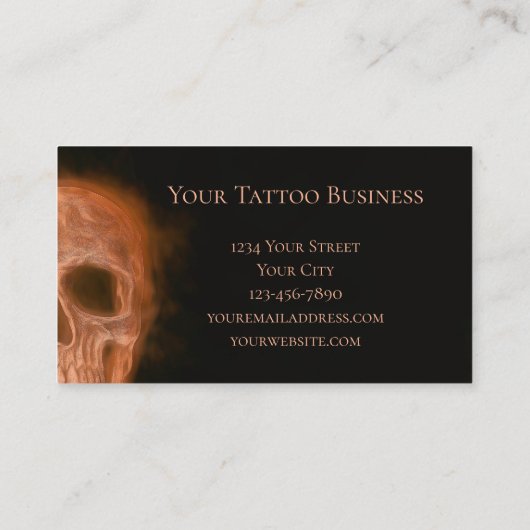 Carte De Visite Gothique Smokey Skull Orange Black Tattoo Artiste (Dos)