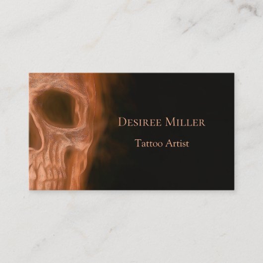 Carte De Visite Gothique Smokey Skull Orange Black Tattoo Artiste (Devant)