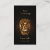 Carte De Visite Gothique Tête de crâne brillant Or Black Tattoo Sh (Devant)