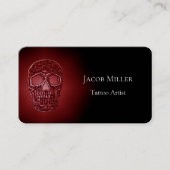 Carte De Visite Gothique Tête de crâne brillant Rouge Noir Tatouag (Devant)
